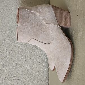Cream suede bootie